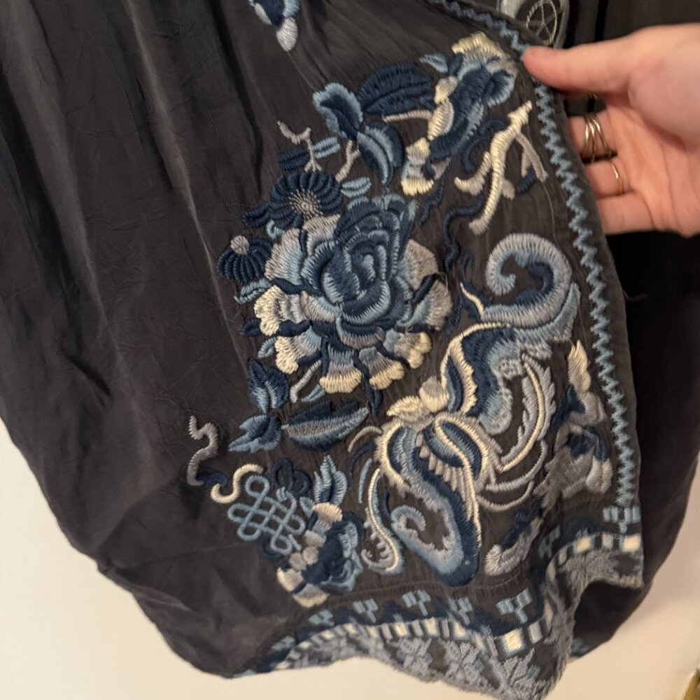Johnny Was Black Floral Embroidered Open Cardigan - Picture 3 of 3